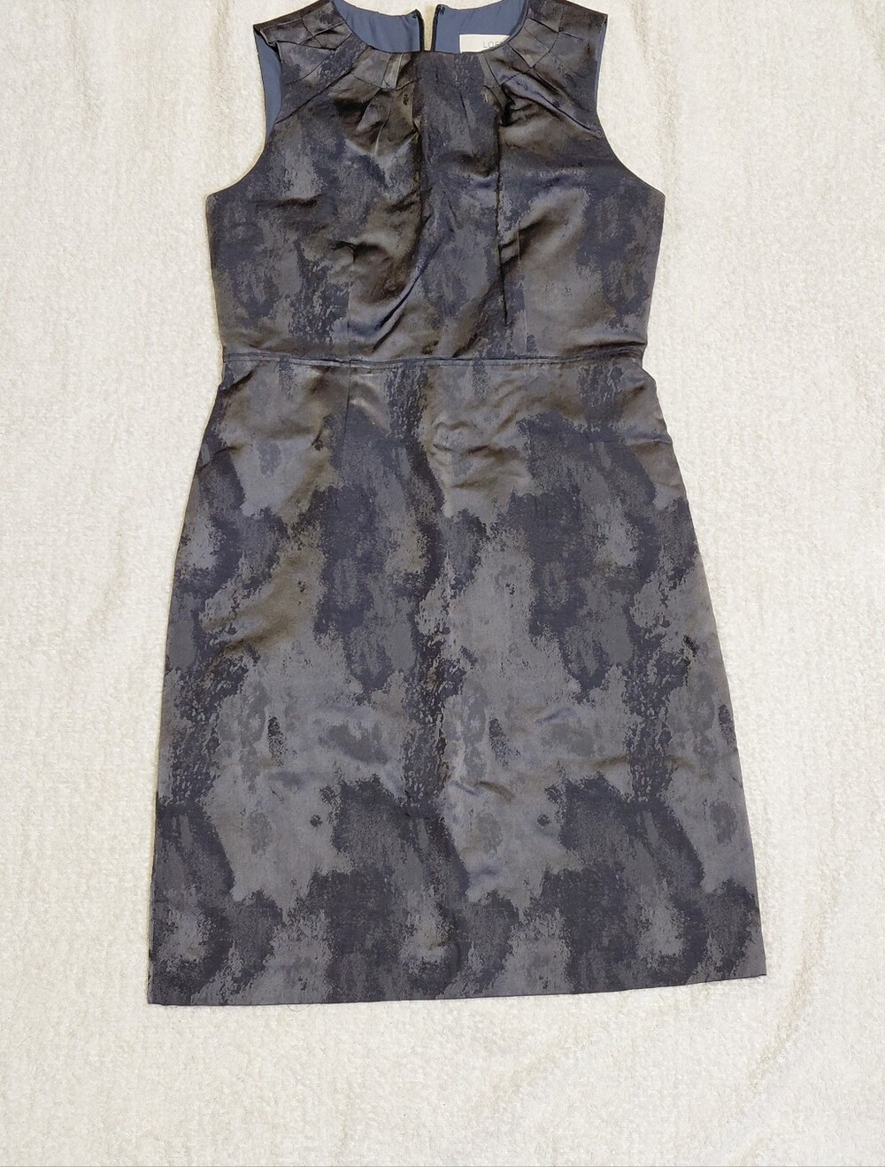 Black Patterned Strapless LOFT size 6 gray Dress